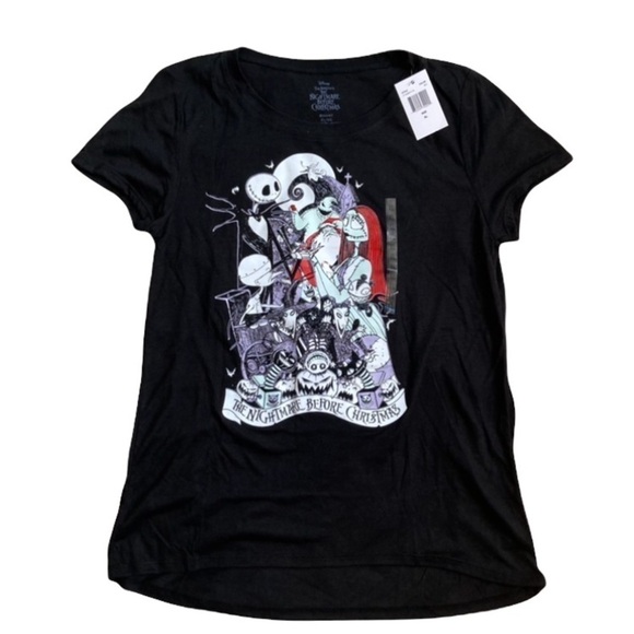 NEW NWT Nightmare Before Christmas Full Cast Screen Graphic Tee Women’s XL Shirt - Picture 1 of 5